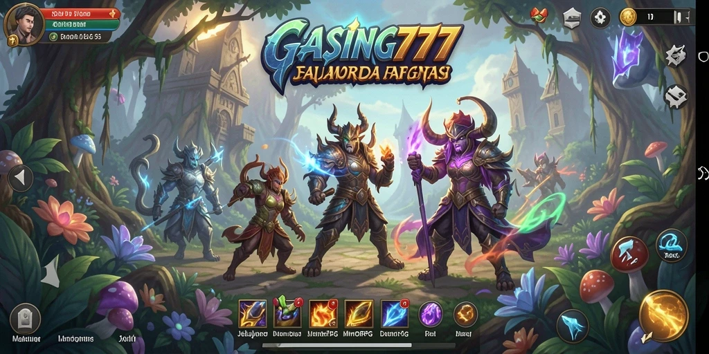 Screenshot gameplay GASING777 menampilkan pertarungan epik di dunia MMORPG.