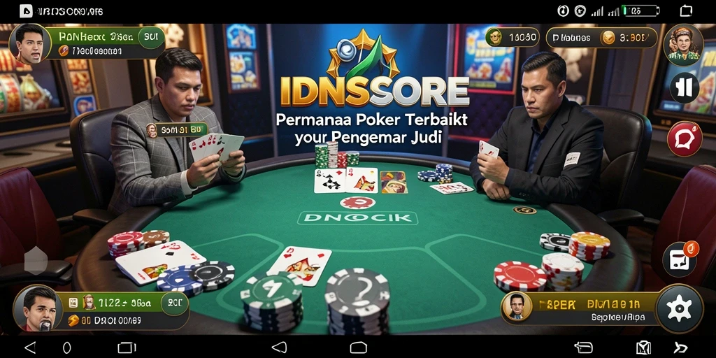 Tampilan gameplay IDNSCORE yang menarik dan seru saat bermain Poker.