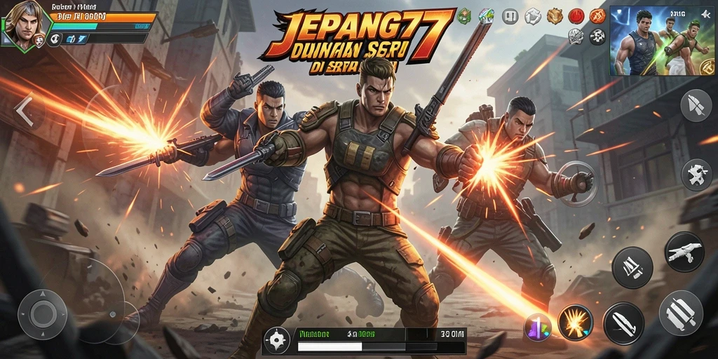 Tangkapan layar utama JEPANG77 menampilkan pertarungan penuh aksi.