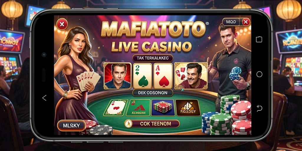 Screenshot MAFIATOTO menampilkan dealer langsung dalam aksi permainan Live Casino.
