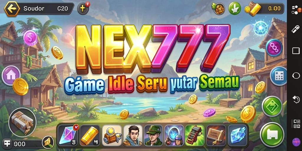 Screenshot gameplay NEX777 menampilkan karakter bertarung secara otomatis.