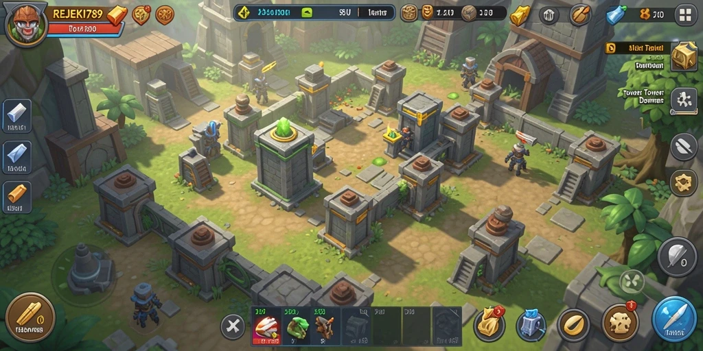 Screenshot gameplay menegangkan REJEKI789 dalam Tower Defense.